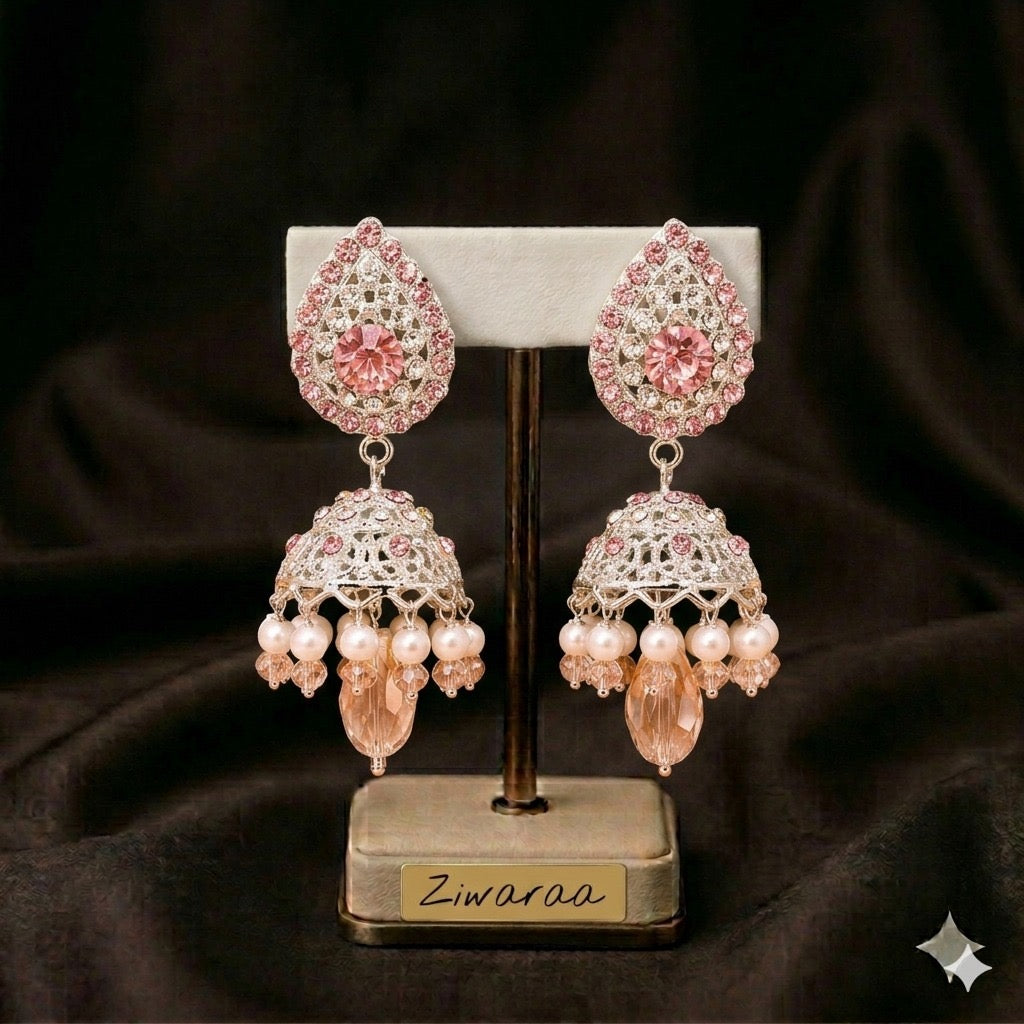 Blush Filigree Jhumka Earrings