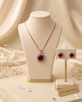 Imperial Magenta Halo Jewelry Set