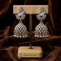 Ethereal Silver Leaf Shimmer Jhumka Earrings