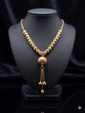 Golden Textured Sphere Tassel Necklace