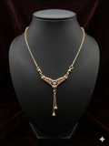 Romantic Heart-Accent V-Shape Tassel Necklace